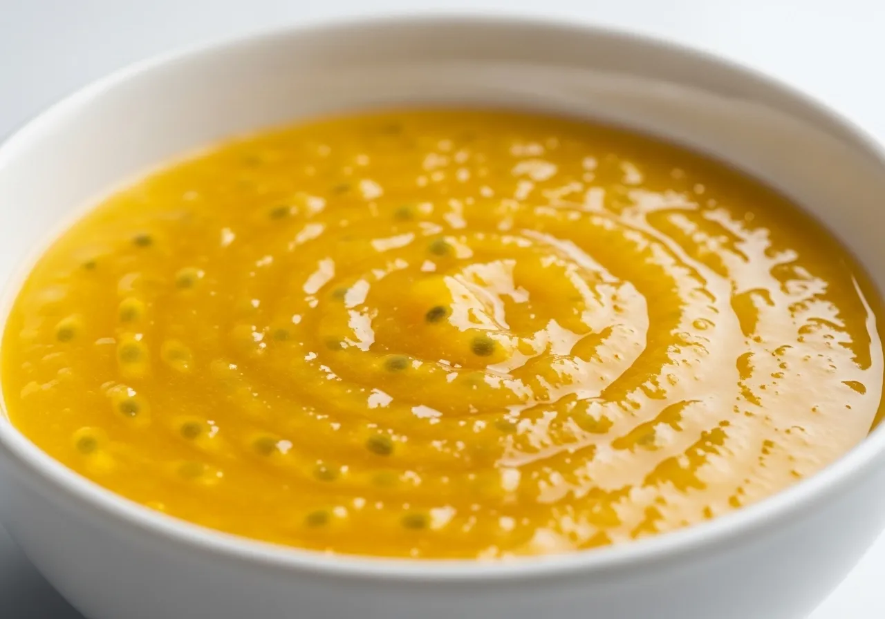 Un bowl de puré de maracuyá